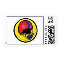 red blue football helmet logo postage