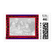 red blue frame postage