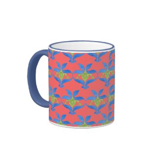 Red, Blue, Green Art Nouveau Pattern Mug
