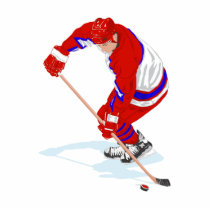 Red Blue Ice Hockey Player Photo Cutout