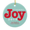Red blue joy to the world custom business logo ornament