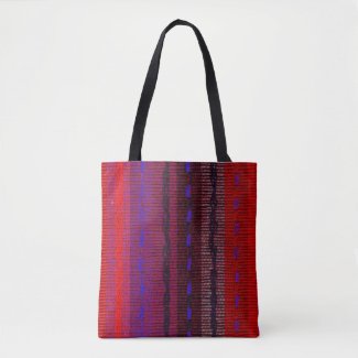 Red Blue Orange Rainbow Woven Look Tote Bag