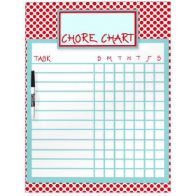 Red & Blue Polka Dot Chore Chart Dry-Erase Whiteboard