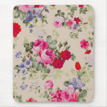 Red & Blue Roses Flower Collage Mouse Pad