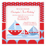 Red & Blue Sailboat Birthday Invitation