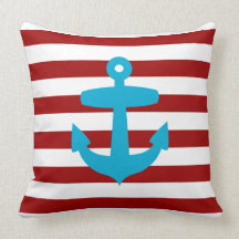 Red & Blue Sailor Anchor Pillow