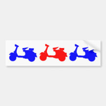 Red & Blue Scooter Stencil Bumper Sticker
