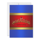 Red Blue Tiara Quinceanera 15th Birthday Custom Invites