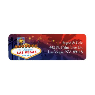 Red + Blue Unique Las Vegas Wedding Label