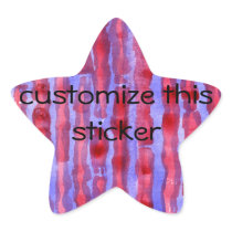 Red & Blue Watercolor Stripes Abstract Background Star Stickers
