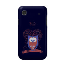 Red Blue Whimsical Cute Owl Samsung Galaxy S Case casemate cases