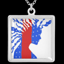 Red-Blue-White Stars Necklace necklaces