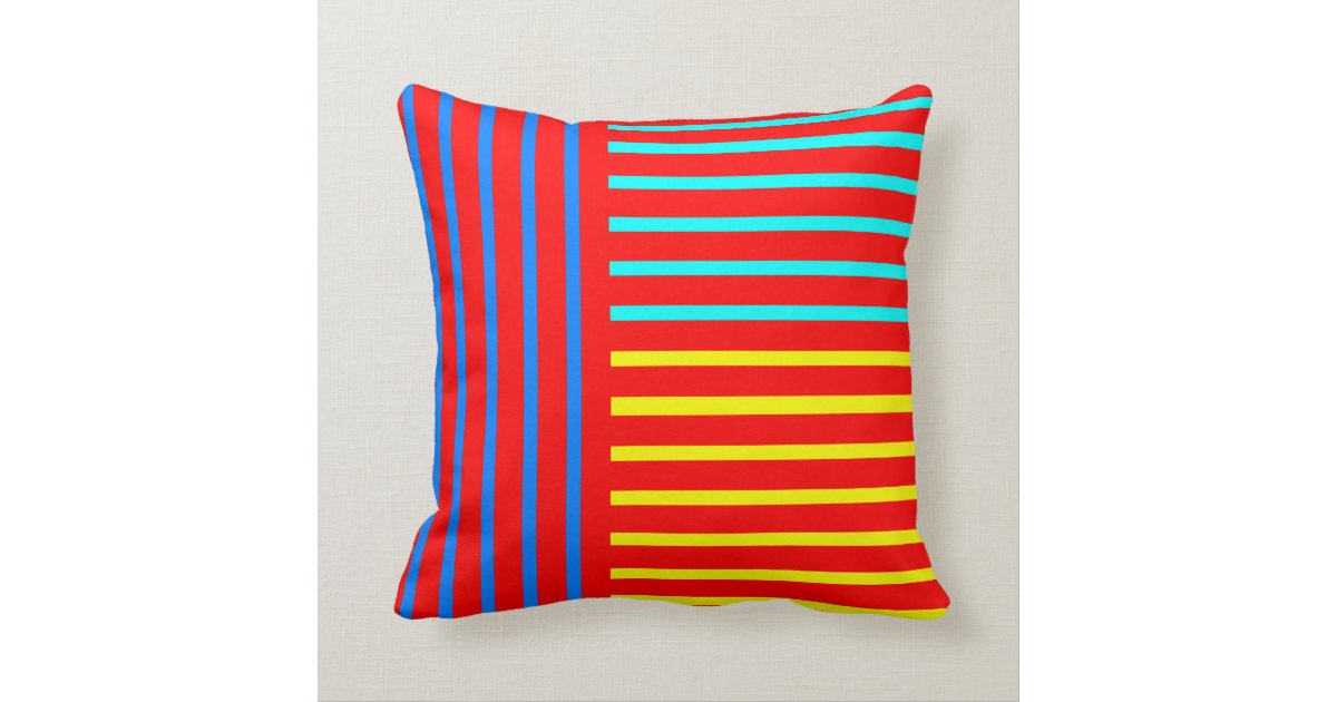 Red Blue Yellow Stripe Throw Pillow Zazzle