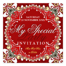 Red Bohemian Special Party Invitation