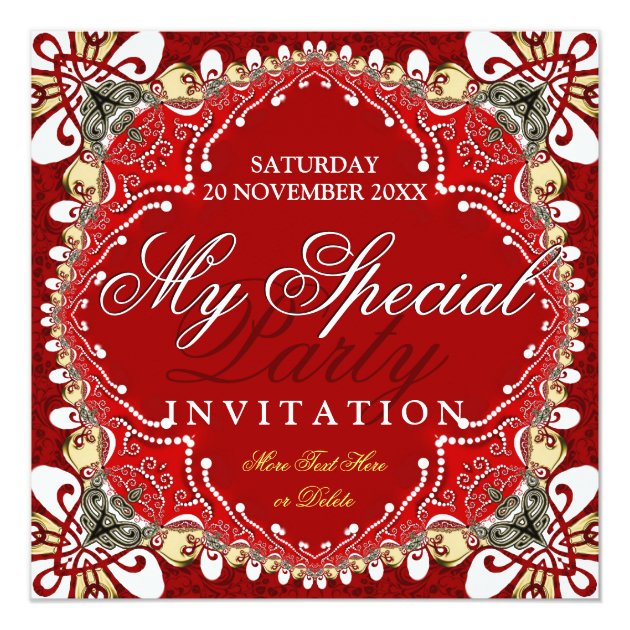 Red Bohemian Special Party Invitation