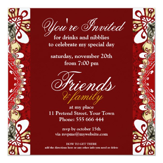 Red Bohemian Special Party Invitation