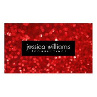 Red Bokeh Glitter & Sparkles Black Accents Double-Sided Standard Business Cards (Pack Of 100)