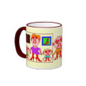 Red Bootsy with mum and sis mugs