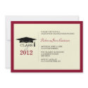 Red border ecru cap tassel graduation announcement invitation