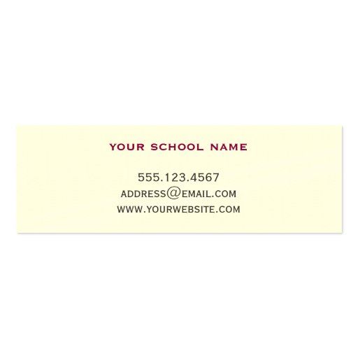 Red border ecru graduation announcement name card business card (back side)