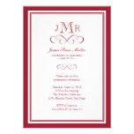 Red border frame classy monogram graduation invitations