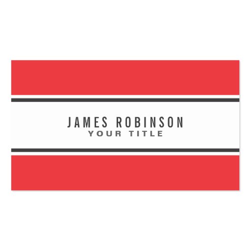 Red border modern stylish professional white business card template (front side)
