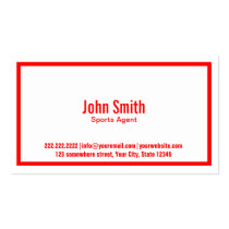 Red Border Sports Agent Business Card