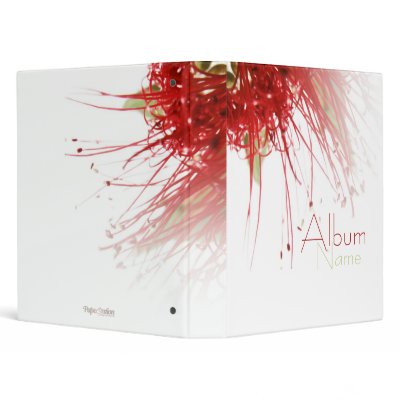 Red Bottlebrush flower White Avery Binder binder