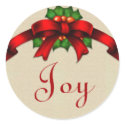 Red Bow and Holly Gift Tag Stickers Joy sticker