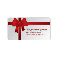 Red Bow Christmas Holiday Return Address Label