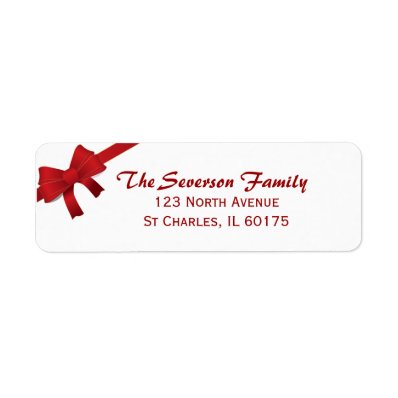 Red Bow Christmas Holiday Return Address Labels