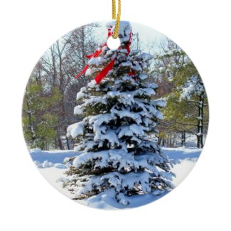 Red Bow Evergreen ornament