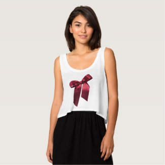 red bow flowy crop tank top