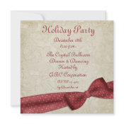 Red Bow Holiday Invitation invitation