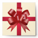 Red bow ribbon party holiday gift square cream CD envelope