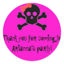 red bow skull, Thank you for coming to Arianna'... Sticker