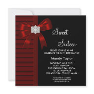 Red Bow Sweet Sixteen Party invitation