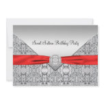 Red Bow Sweet Sixteen Party Invitation