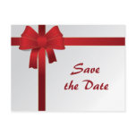 Red Bow Winter Wedding Save the Date Postcard