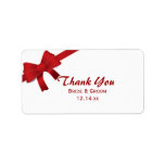 Red Bow Winter Wedding Thank You Label