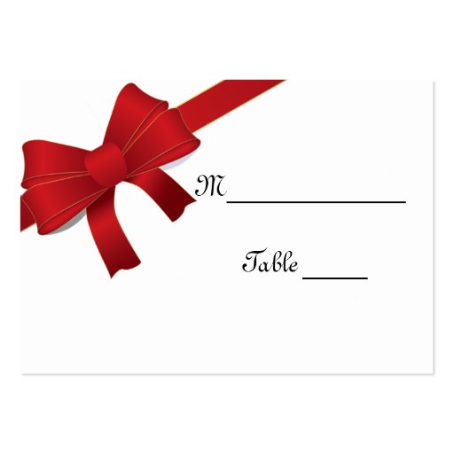 Red Bows Winter Wedding Place Card Business Cards