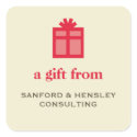 Red box with bow sophisticated gift tag ecru label sticker