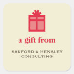 Red box with bow sophisticated gift tag ecru label square stickers