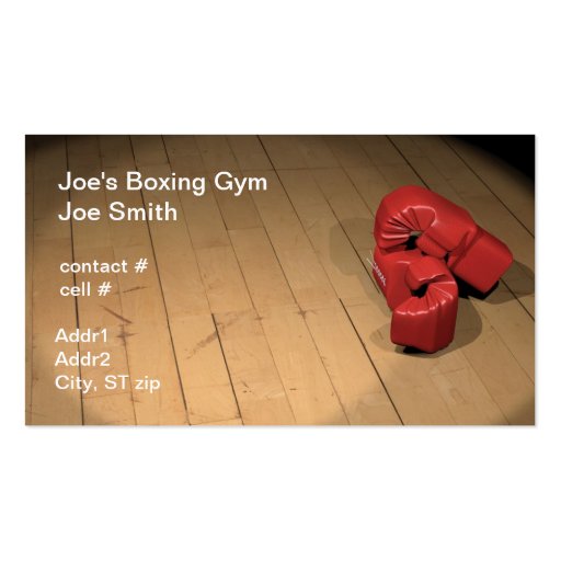 Red boxing gloves business card template (front side)
