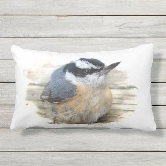 Red-Breasted Nuthatch Bird Animal Outdoor Pillow