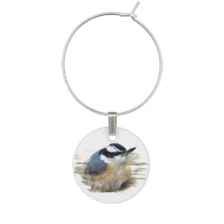 Red-breasted Nuthatch Wine Charm