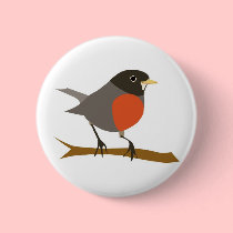 Red Breasted Robin on Branch buttons by White_Wedding Red Breasted Robin on Branch buttons