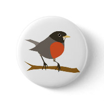 Red Breasted Robin on Branch Pin