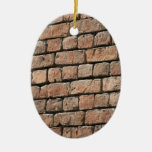 Red brick wall christmas ornaments