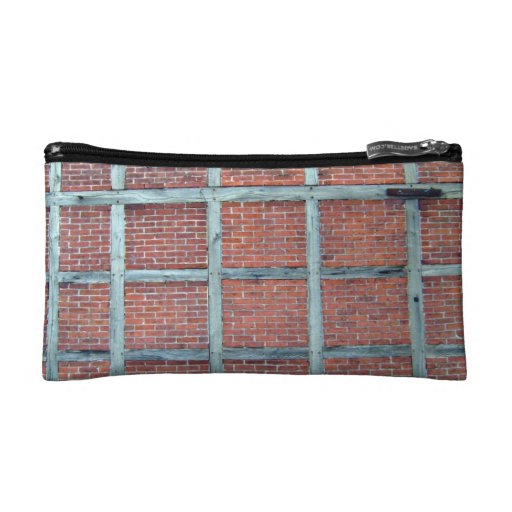 Red Brick Wall With Repetitive Square Patterns Cosmetic Bags